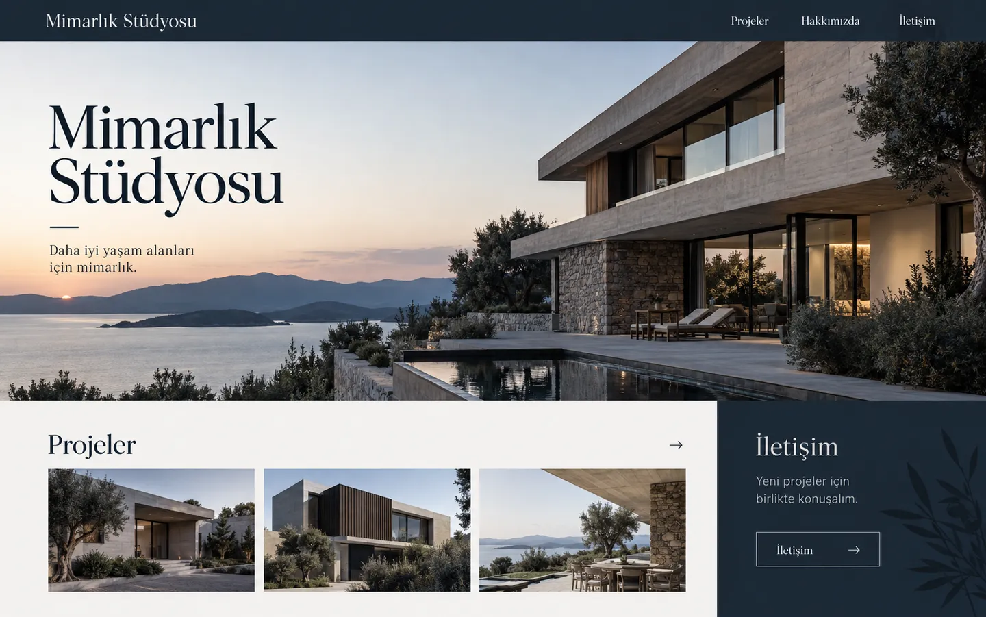 Mimarlık sektörüne yönelik demo web sitesi tasarımı
