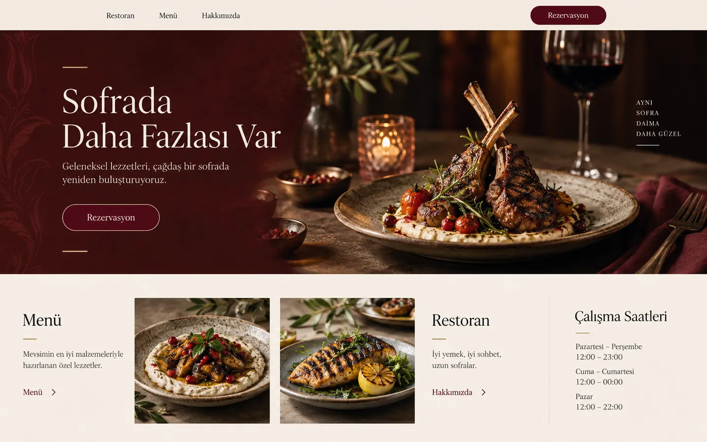 Restoran sektörüne yönelik demo web sitesi tasarımı